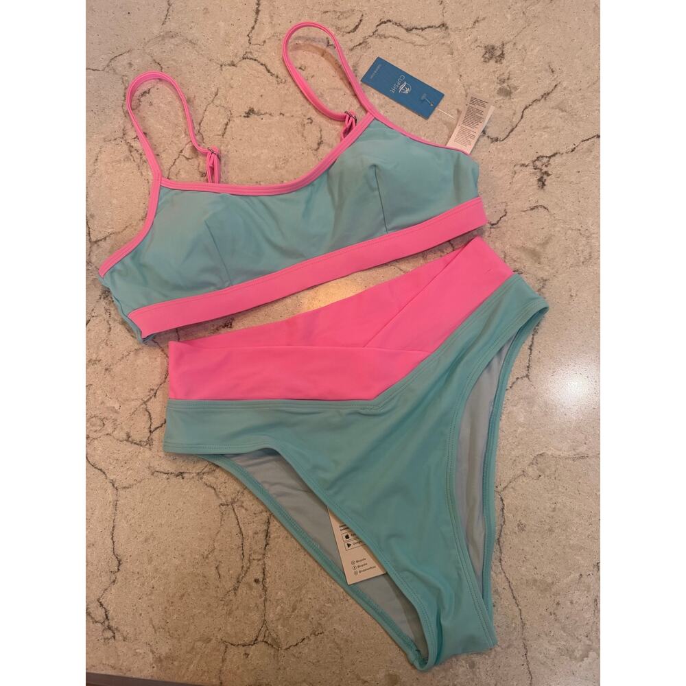 CUPSHE Sporty Bralette & Crossover High Waist Bikini Set | NWT